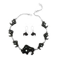 SANTA FE Style Black Onyx, Lab Created Opal Buffalo Dangle Earrings and Necklace 20 Inches in Sterling Silver 83.60 Grams 3.55 ctw - Sticky add to cart bar