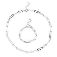 DOORBUSTER Paperclip Necklace 20 Inches and Bracelet 7.50 In in Stainless Steel (7.50 In)