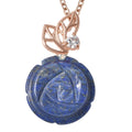 Lapis Lazuli Carved, Simulated Diamond Rose Shape Pendant Necklace (18 Inches) in Rosetone 20.50 ctw - Sticky add to cart bar