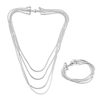 Multi Layer Snake Chain Bracelet (8In) and Necklace 20 Inches in ION Plated Rose Gold Stainless Steel 48.35 Grams