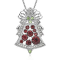 Multi Color Austrian Crystal Jingle Bell Shape Pendant Necklace 20 Inches in Stainless Steel - Sticky add to cart bar