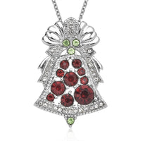 Multi Color Austrian Crystal Jingle Bell Shape Pendant Necklace 20 Inches in Stainless Steel