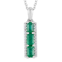 AAA Kagem Emerald and Natural White Zircon Pendant Necklace