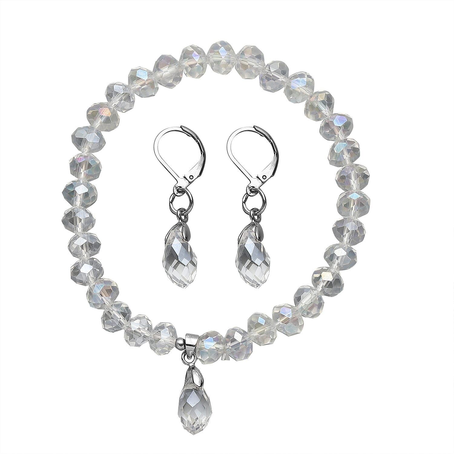 Simulated mystic topaz bracelet and earrings in Blue