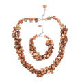 Orange Seed Beads Shell Bracelet (8-10in) and Necklace 20-22 Inches in Silvertone - Sticky add to cart bar