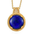 Karis Lapis Lazuli Solitaire Pendant in 18K YG Plated with ION Plated Yellow Gold Stainless Steel Necklace 20 Inches 10.50 ctw - Sticky add to cart bar