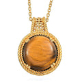 Karis Tiger's Eye 11.50 ctw Solitaire Pendant Necklace in 18K YG Plated with ION Plated YG Stainless Steel 20 Inches - Sticky add to cart bar