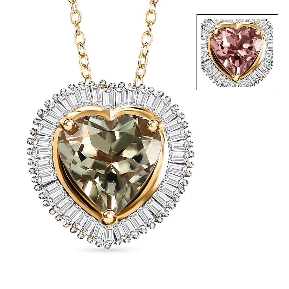 Luxoro 14K Yellow Gold AAA Turkizite and G-H I2 Diamond Heart Pendant Necklace 20 Inches 2.15 ctw