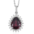 Orissa Rhodolite Garnet and Natural White Zircon Pendant Necklace 20 Inches in Platinum Over Sterling Silver 2.90 ctw - Sticky add to cart bar