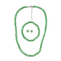 Green Aventurine Beaded Stretch Bracelet, Solitaire Stud Earrings and Necklace (18 Inches) in Stainless Steel 177.00 ctw - Sticky add to cart bar