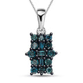 Blue Diamond Cluster Pendant Necklace in Rhodium and Platinum Plated Sterling Silver, Diamond Jewelry For Women, 18 Inches 0.50 ctw - Sticky add to cart bar