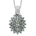 Premium Narsipatnam Alexandrite (Ovl 5x3 mm), Natural White Zircon Cocktail Pendant Necklace (20 Inches) in Platinum Over Sterling Silver 1.00 ctw - Sticky add to cart bar