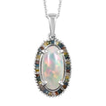 3.20 ctw Premium Wegal Tena Opal and Multi Diamond Halo Pendant Necklace 20 Inches in Platinum Over Sterling Silver - Sticky add to cart bar
