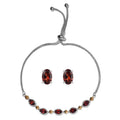 KARIS Mozambique Garnet Stud Earrings and Bolo Bracelet in Platinum Bond, Sterling Silver and Stainless Steel 3.75 ctw - Sticky add to cart bar