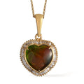 Canadian Ammolite and Diamond Heart Shape Halo Pendant Necklace 20 Inches in Vermeil Yellow Gold Over Sterling Silver 4.60 ctw - Sticky add to cart bar
