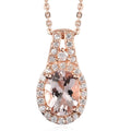 Marropino Morganite, Natural White Zircon 1.32 ctw Halo Pendant Necklace in Vermeil RG Over Sterling Silver 20 Inches - Sticky add to cart bar