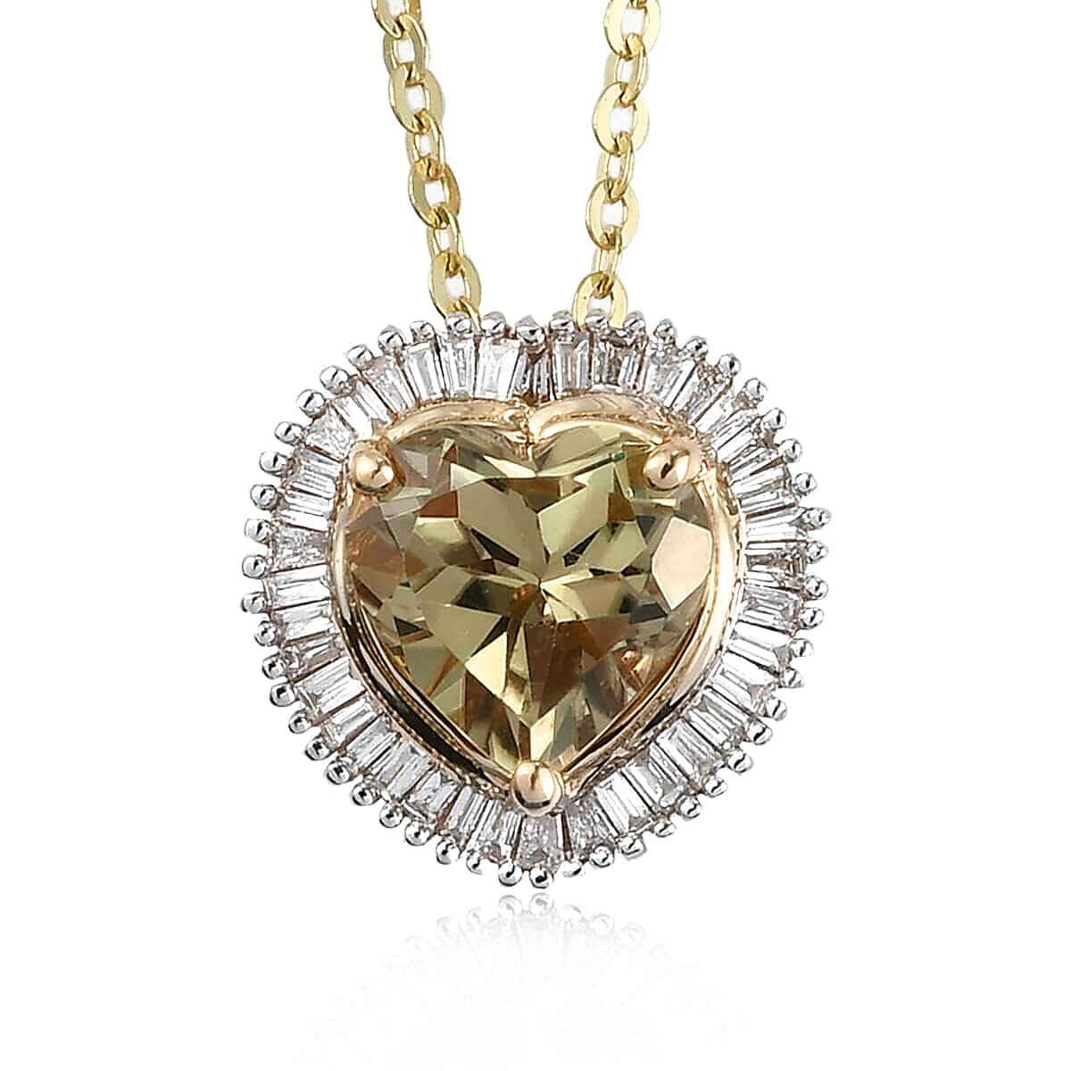 Luxoro 14K Yellow Gold AAA Turkizite and G-H I1 Diamond Heart Halo Pendant Necklace 20 Inches 2.20 ctw