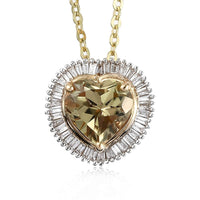 Luxoro 14K Yellow Gold AAA Turkizite and G-H I1 Diamond Heart Halo Pendant Necklace 20 Inches 2.20 ctw
