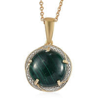 African Malachite Pendant Neckalce (20 Inches) in 14K YG and Platinum Over Copper, Stainless Steel 13.60 ctw