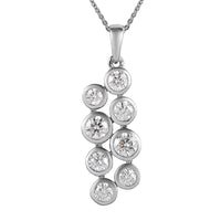 Moissanite Cluster Pendant Necklace (20 Inches) in Platinum Over Sterling Silver 2.10 ctw