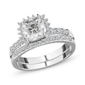 Luxoro 10K White Gold Moissanite Set of 2 Ring (Size 7.0) 4.75 Grams 2.00 ctw - Sticky add to cart bar