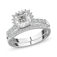 Luxoro 10K White Gold Moissanite Set of 2 Ring (Size 7.0) 4.75 Grams 2.00 ctw