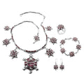 SANTA FE Style Turquoise Turtle Earrings, Ring Size 8, Bracelet 8.00 In and Necklace 24 Inches in Sterling Silver 226.8 Grams 16.40 ctw - Sticky add to cart bar