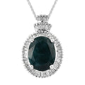 Teal Grandidierite (Ovl 10x8 mm), Diamond (0.30 cts) Ballerina Pendant Necklace (20 Inches) in Platinum Over Sterling Silver 3.25 ctw - Sticky add to cart bar