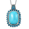 Sleeping Beauty Turquoise and Malgache Neon Apatite Pendant Necklace 20 Inches in Platinum Over Sterling Silver 9.50 ctw - Sticky add to cart bar