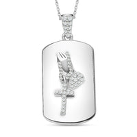 Serenity Prayer Simulated Diamond Pendant Necklace 20 Inches in Platinum Over Sterling Silver 0.25 ctw