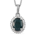 TLV Malgache Neon Apatite, Diamond (0.20 cts) Pendant Necklace (20 Inches) in Platinum Over Sterling Silver 1.40 ctw - Sticky add to cart bar