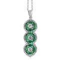 AAA Kagem Emerald and Natural White Zircon Line Pendant Necklace 20 Inches in Sterling Silver 2.00 ctw - Sticky add to cart bar