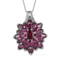 Orissa Rhodolite Garnet and White Zircon Cocktail Pendant Necklace 20 Inches in Platinum Over Sterling Silver 6.85 ctw - Sticky add to cart bar