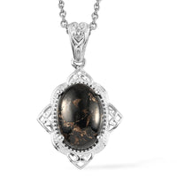 Matrix Silver Shungite Pendant in Sterling Silver with Stainless Steel Necklace 20 Inches 4.40 ctw