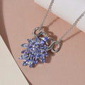 Tanzanite Floral Pendant Necklace (20 Inches) in Platinum Over Sterling Silver 2.10 ctw - Sticky add to cart bar