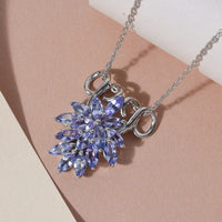 Tanzanite Floral Pendant Necklace (20 Inches) in Platinum Over Sterling Silver 2.10 ctw