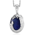 KARIS Lapis Lazuli Solitaire Pendant Necklace 20 Inches in Platinum Bond and Stainless Steel 14.90 ctw - Sticky add to cart bar