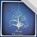 Merry Christmas Jewelry Gift Set with Simulated Diamond Starburst Pendant in Sterling Silver with Stainless Steel Necklace 20In 0.75 ctw - Sticky add to cart bar
