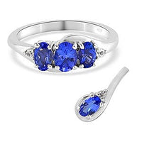 Tanzanite and Multi Gemstone 1.15 ctw Ring (Size 10) and Pendant without Chain in Platinum Over Sterling Silver