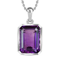Lusaka Amethyst Solitaire Pendant Necklace 20 Inches in Platinum Over Sterling Silver 11.50 ctw - Sticky add to cart bar