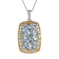 Premium Mangoro Aquamarine and Zircon Cluster Pendant Necklace 20 Inches in Vermeil YG and Platinum Over Sterling Silver 5.75 ctw - Sticky add to cart bar