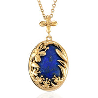 KARIS Lapis Lazuli Pendant Necklace 20 Inches in ION Plated 18K Yellow Gold and ION Plated Yellow Gold Stainless Steel 14.50 ctw