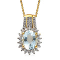 Mangoro Aquamarine and Natural White Zircon Floral Pendant Necklace 20 Inches in Vermeil Yellow Gold Over Sterling Silver 2.10 ctw - Sticky add to cart bar