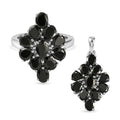 Elite Shungite 3.90 ctw Ring (Size 5.5) and Pendant without Chain in Platinum Over Sterling Silver - Sticky add to cart bar