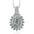 Narsipatnam Alexandrite and Natural White Zircon Floral Pendant Necklace 20 Inches in Platinum Over Sterling Silver 1.00 ctw - Sticky add to cart bar