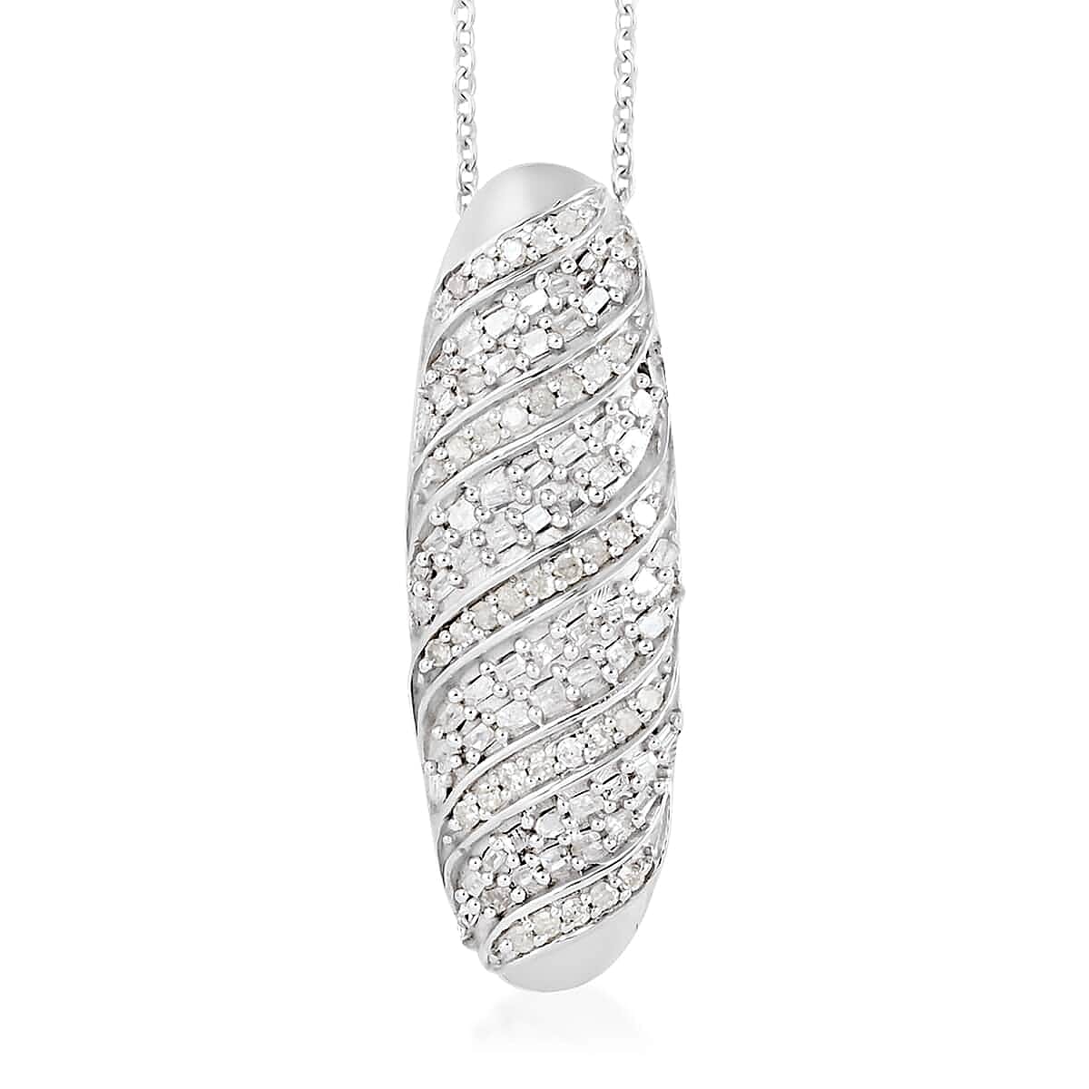 Diamond Pendant Necklace 18 Inches in Platinum Over Sterling Silver 0.50 ctw