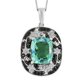 Peacock Quartz (Triplet) and Multi Gemstone Floral Pendant Necklace 20 Inches in Platinum Over Sterling Silver 9.35 ctw - Sticky add to cart bar