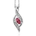 Ouro Fino Rubellite and White Zircon Pendant Necklace 20 Inches in Platinum Over Sterling Silver 0.30 ctw - Sticky add to cart bar