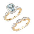 Luxoro 10K Yellow Gold Mangoro Aquamarine and G-H I3 Diamond Set of 2 Ring 4.45 Grams 1.85 ctw - Sticky add to cart bar