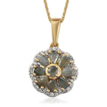 Narsipatnam Alexandrite and Natural White Zircon Floral Pendant Necklace 20 Inches in Vermeil Yellow Gold Over Sterling Silver 1.60 ctw - Sticky add to cart bar